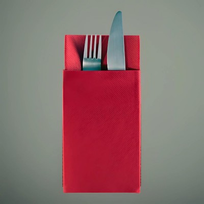 POCKET TOVAGLIOLO PORTAPOSATA AIRLAID 40X40 CARTA A SECCO ROSSO 25PZ - 1