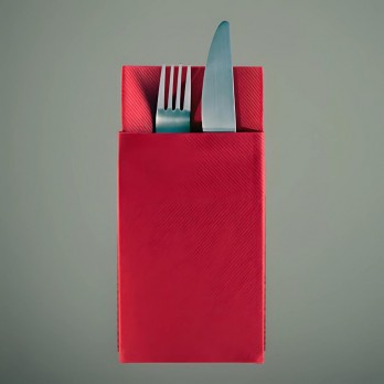 POCKET TOVAGLIOLO PORTAPOSATA AIRLAID 40X40 CARTA A SECCO ROSSO 25PZ - 1