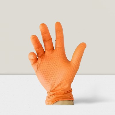 GUANTI IN NITRILE MONOUSO SENZA POLVERE 50 PZ TAGLIA x22Mx22 ARANCIONE - 2