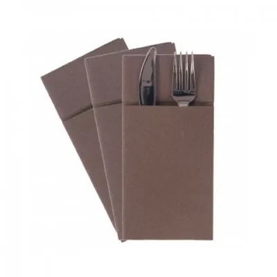 POCKET TOVAGLIOLO PORTAPOSATA AIRLAID 40X40 CARTA A SECCO CACAO 25PZ - 1